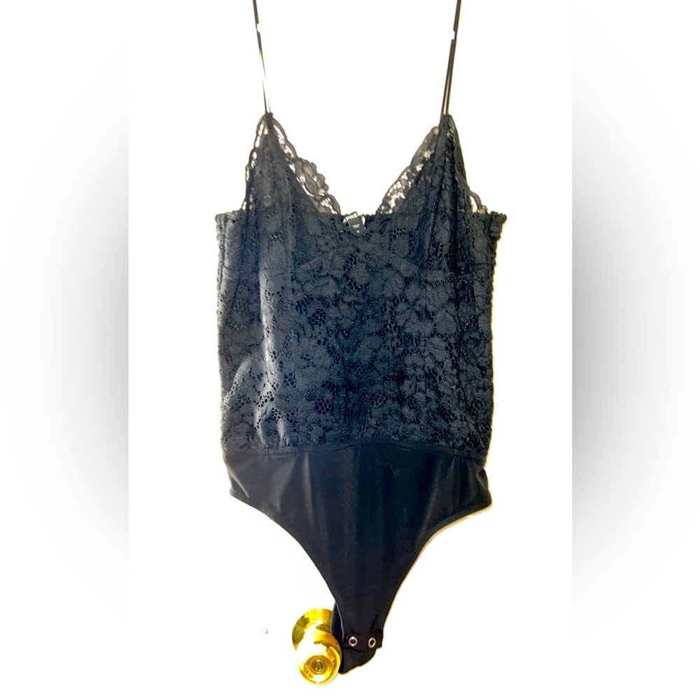 NWOT express black camisole thong bodysuit, size medium